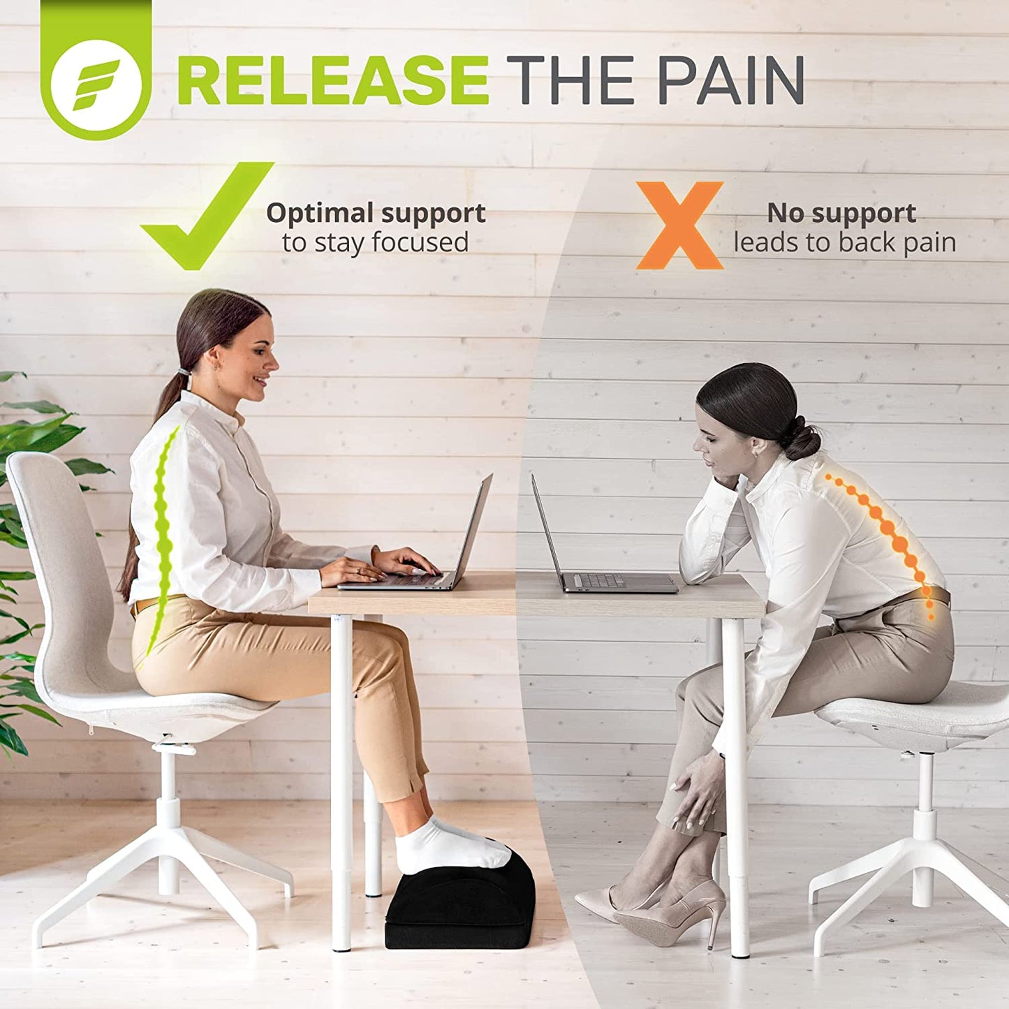 Foot Rest for under Desk at Work Chiropractor-Endorsed Orthopedic Teardrop Design 2In1 Adjustable Premium under Desk Foot Rest Ergonomic Desk Foot Rest for Lumbar Back Knee Pain (Black)