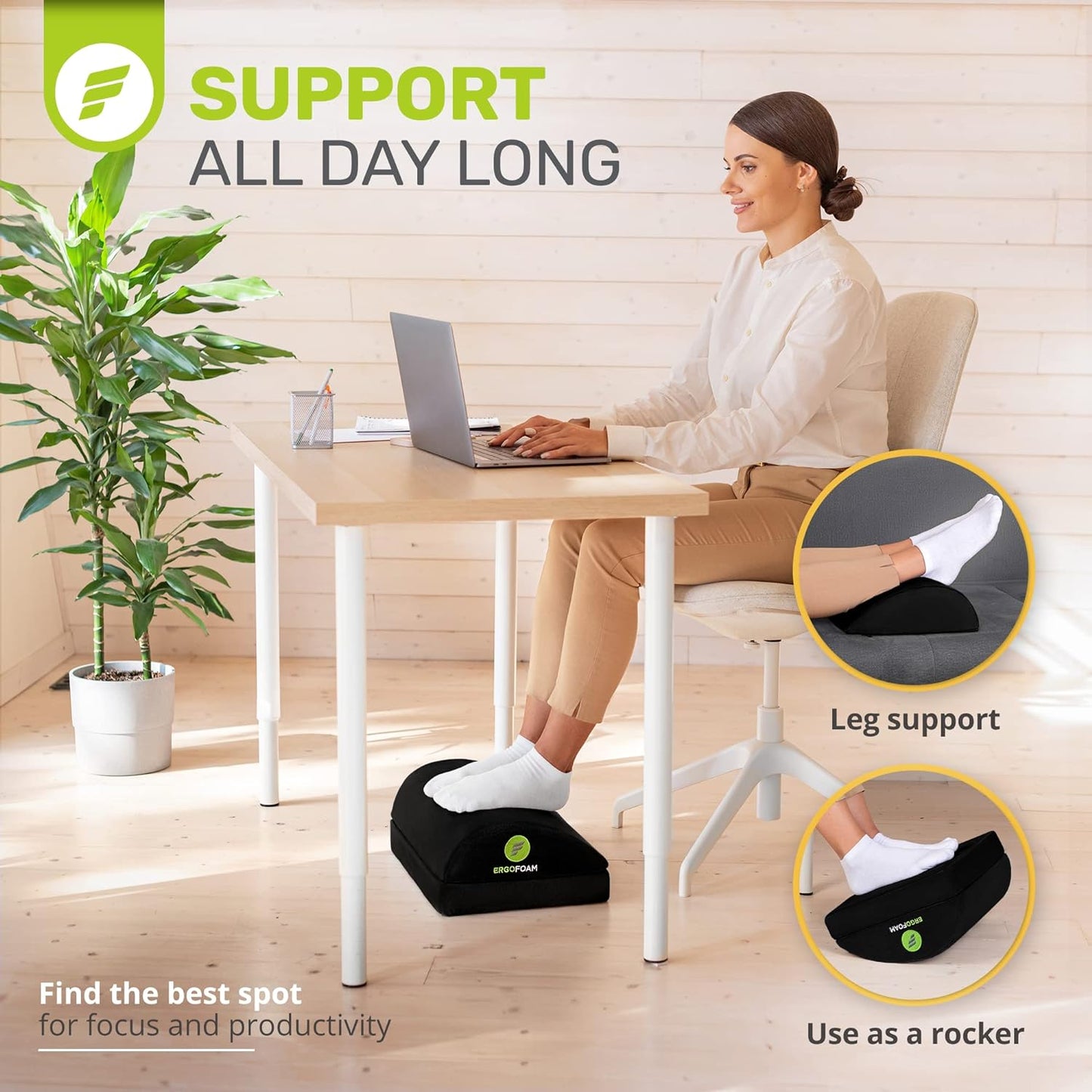 Foot Rest for under Desk at Work Chiropractor-Endorsed Orthopedic Teardrop Design 2In1 Adjustable Premium under Desk Foot Rest Ergonomic Desk Foot Rest for Lumbar Back Knee Pain (Black)
