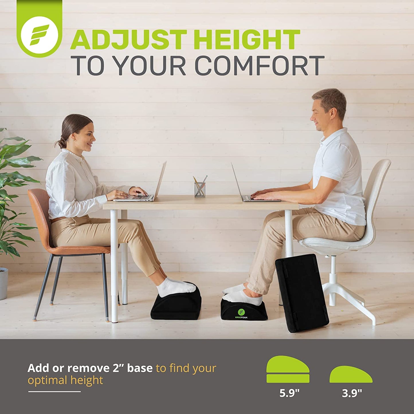 Foot Rest for under Desk at Work Chiropractor-Endorsed Orthopedic Teardrop Design 2In1 Adjustable Premium under Desk Foot Rest Ergonomic Desk Foot Rest for Lumbar Back Knee Pain (Black)