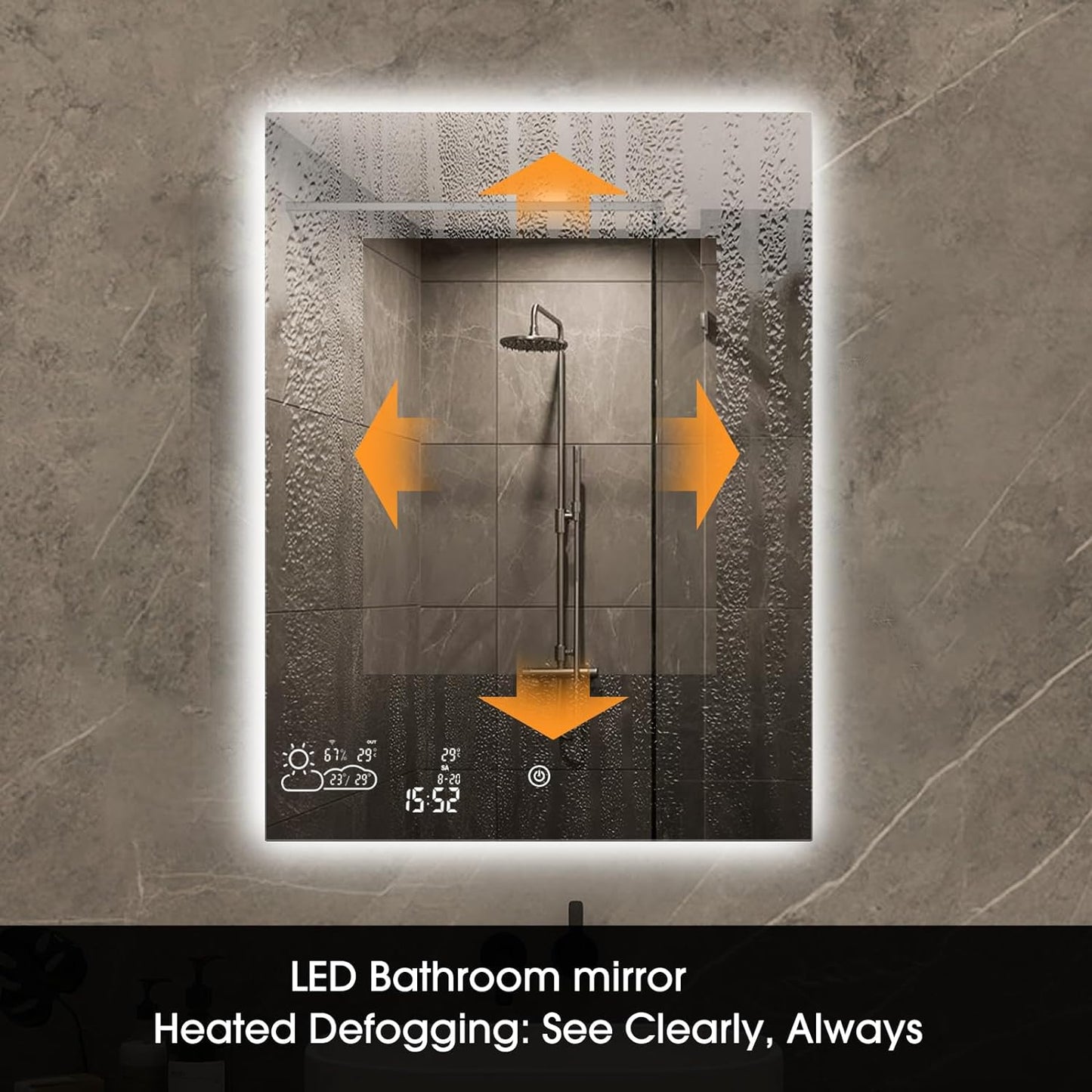 Wifi 24X32 Smart Bathroom Mirror with Bluetooth Enabled Weather Display, LED Bathroom Vanity Mirror with Lights, 2 Colors Lights, Backlit Touch Sensor, Anti-Fog- Vertically Hang Only