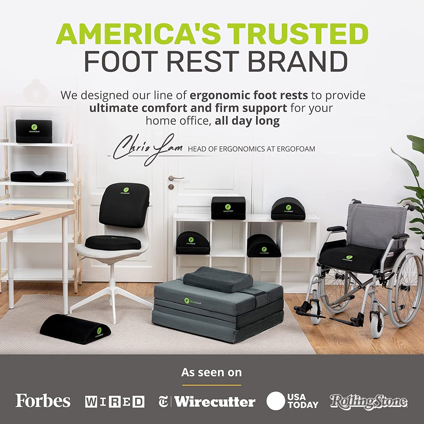 Foot Rest for under Desk at Work Chiropractor-Endorsed Orthopedic Teardrop Design 2In1 Adjustable Premium under Desk Foot Rest Ergonomic Desk Foot Rest for Lumbar Back Knee Pain (Black)