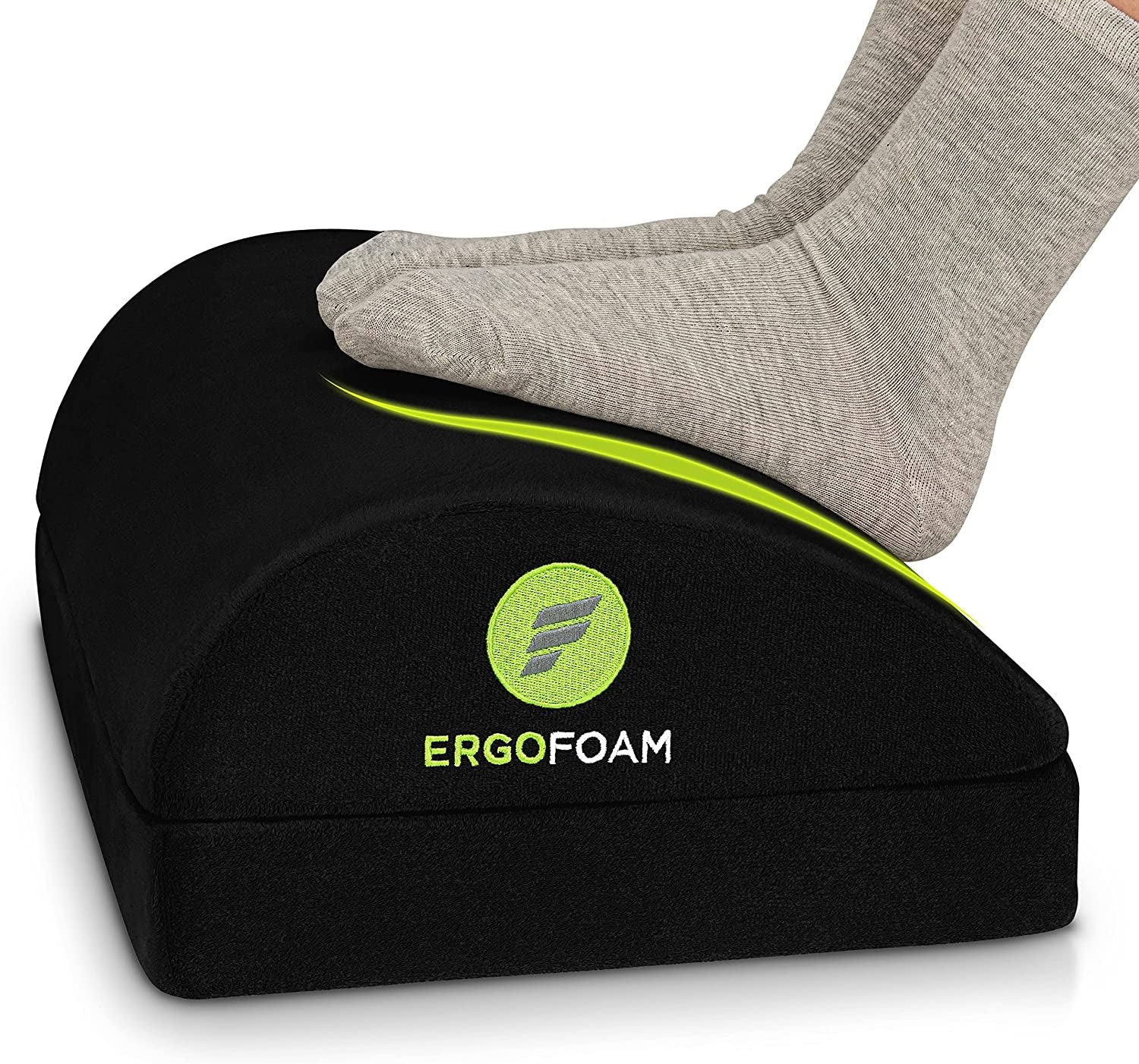 Foot Rest for under Desk at Work Chiropractor-Endorsed Orthopedic Teardrop Design 2In1 Adjustable Premium under Desk Foot Rest Ergonomic Desk Foot Rest for Lumbar Back Knee Pain (Black)