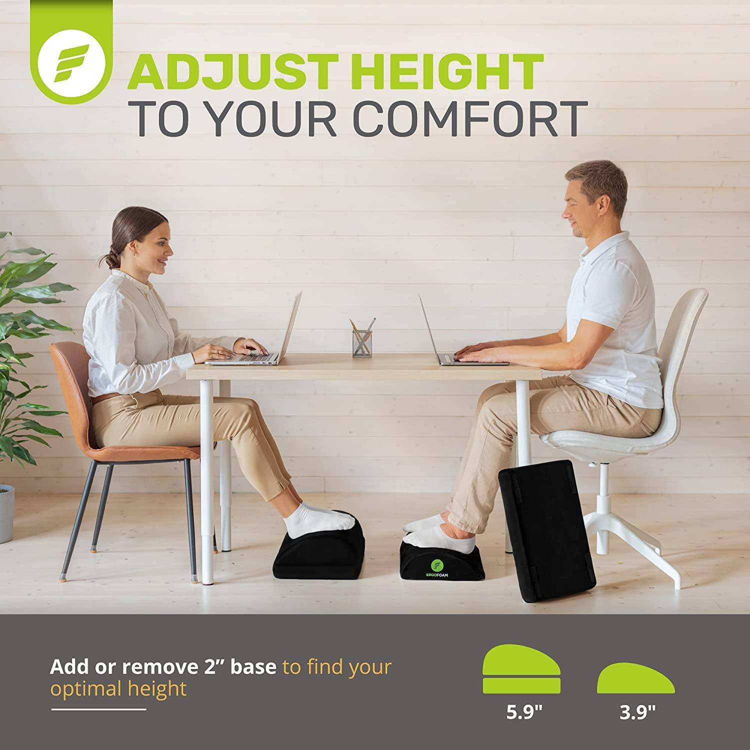 Foot Rest for under Desk at Work Chiropractor-Endorsed Orthopedic Teardrop Design 2In1 Adjustable Premium under Desk Foot Rest Ergonomic Desk Foot Rest for Lumbar Back Knee Pain (Black)